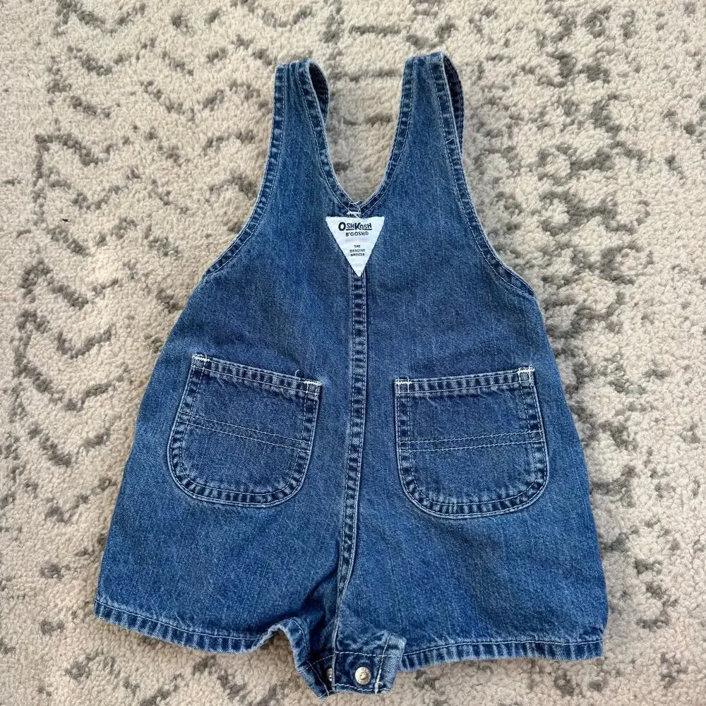 Vtg OshKosh Denim Shortalls Size 6-9M